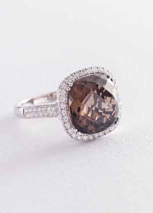 Золотое кольцо с бриллиантами и топазом CR1671Sgm
