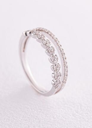 Двойное кольцо в белом золоте с бриллианты кб0465ca