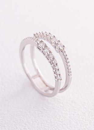 Двойное кольцо в белом золоте с бриллианты кб0466ca