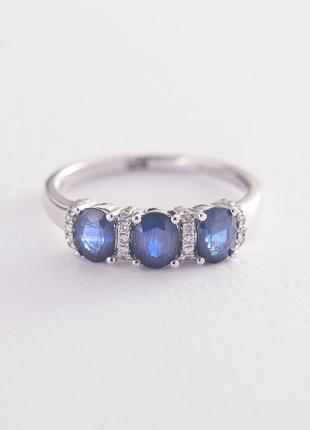 Золотое кольцо с синими сапфирами и бриллиантами R4493S