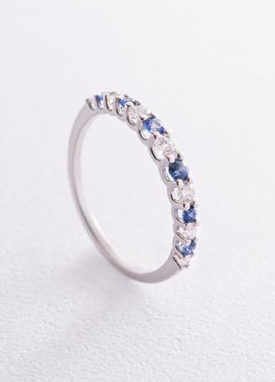 Золотое кольцо с бриллиантами и сапфирами кб0215di