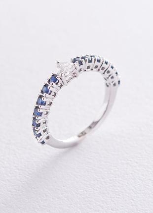 Золотое кольцо "Сердце" (сапфир, бриллиант) кб0259ar