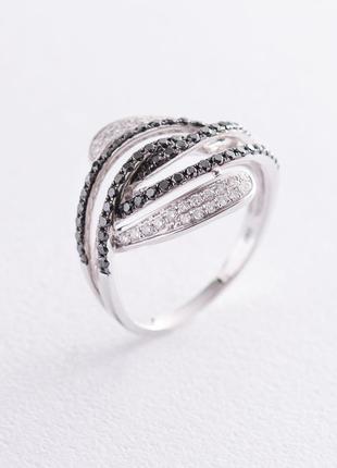 Золотое кольцо с черными и белыми бриллиантами к522A1