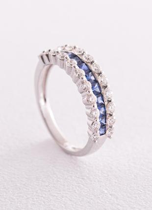 Золотое кольцо с бриллиантами и сапфирами кб0426mi