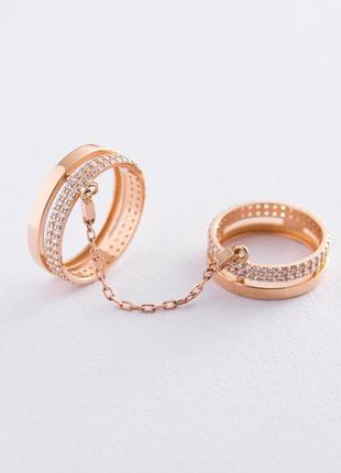 Золотое кольцо на две фаланги с фианитами к05510
