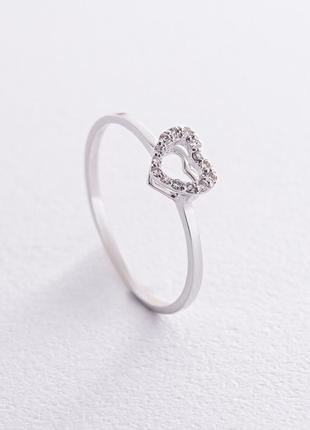 Кольцо "Сердечко" с бриллиантами (белое золото) кб0508z