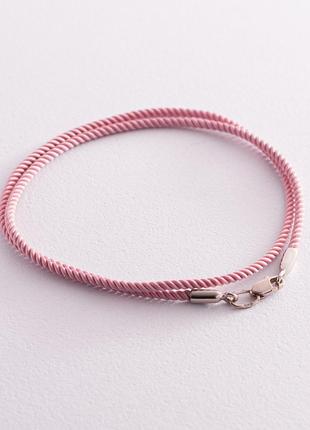 Шелковый розовый шнурок с гладкой золотой застежкой (2 мм), ро...