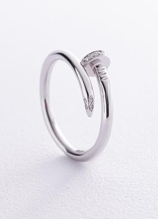 Кольцо "Гвоздь" с бриллиантами (белое золото) кб0475м