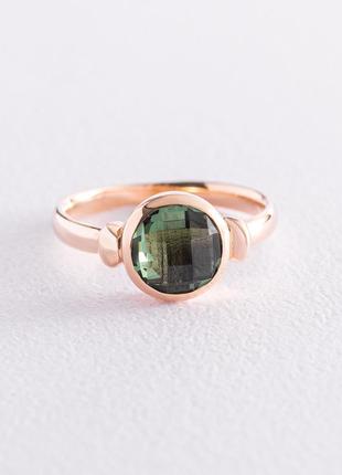 Золотое кольцо с зеленым фианитом к06758