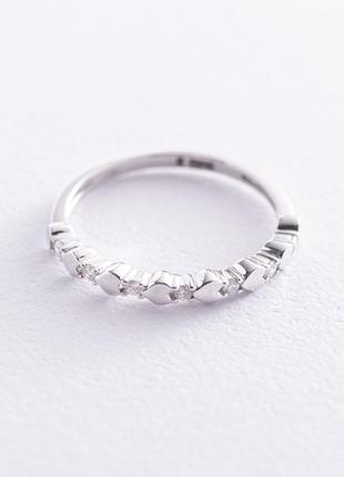 Кольцо "Сердечки" в белом золоте (бриллианты) кб0348ca