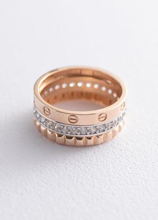 Золотое кольцо с белыми фианитами к06643
