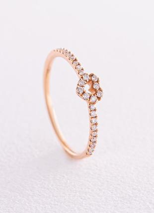 Золотое кольцо "Сердечко" с бриллиантами кб0458ca
