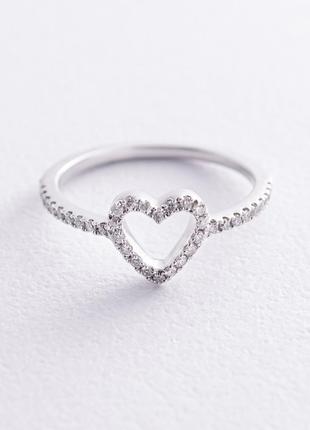 Золотое кольцо "Сердечко" с бриллиантами кб0496ch