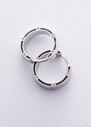 Золотые серьги-кольца с фианитами, диаметр: 17 мм с05021