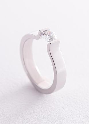 Помолвочное кольцо с фианитом (белое золото) к07173