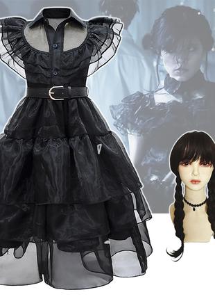 Платье и парик Уэнздей 150 (9-10Y) Черный
