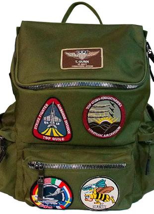 Рюкзак Top Gun backpack with patches (оливковый)