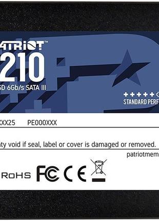 Твердотільний диск 2.5" 1TB Patriot P210 (SATA, 540MB/s / 430M...