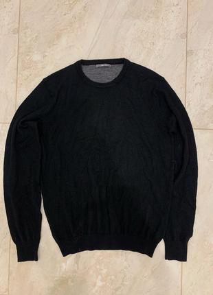 Шерстяной свитер джемпер hema мужской черный свитшот