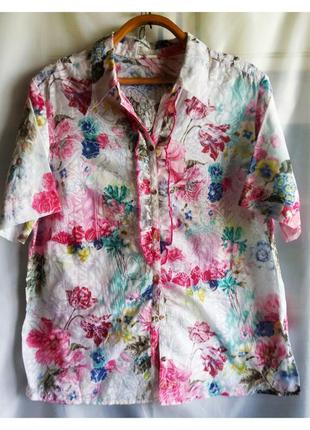 Легкая женская кофточка рубашка блузка в цветочный принт, скла...