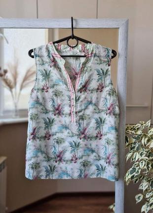 Легкая натуральная блузка топ  в летний принт хлопок шелк nile