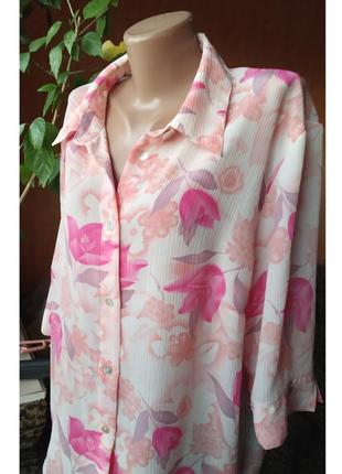 Женская блуза рубашка под шифон в цветочный принт, состав поли...