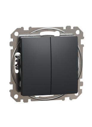 Кнопочный двухклавишный выключатель 10A Черный Sedna Design