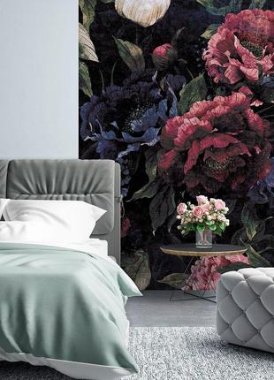 Флізелінові фото шпалери листя в інтер'єрі 184x254 см Квіти ві...