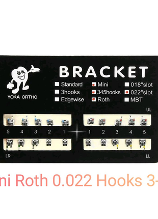 Металлические брекеты Yoko Ortho Mini, Roth 0.22", hooks 3-4-5