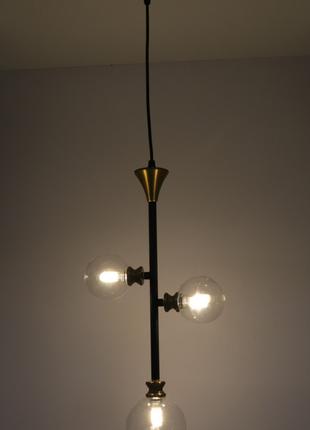 Люстра подвесная LOFT на 3 лампочки 25719 Черный 55-130х10х23 см.