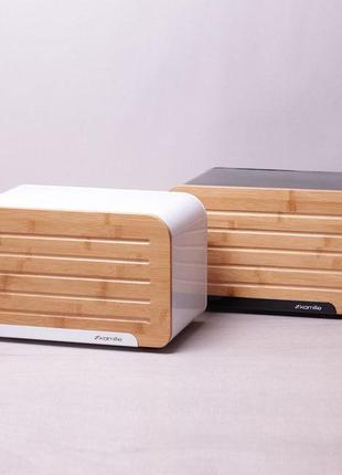Металева хлібниця з бамбуковою кришкою Kamille KM-1107