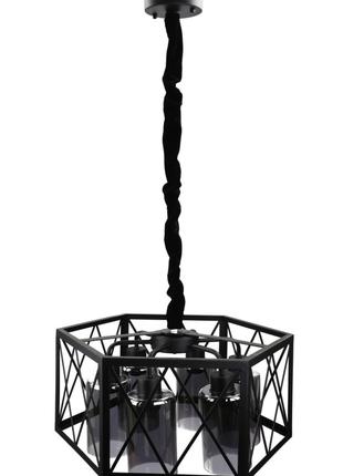 Люстра подвесная LOFT на 6 лампочек 25072 Черный 30-90х50х50 см.