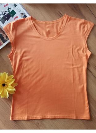 Распродажа новинка женская девичья футболка майка оранжевого ц...