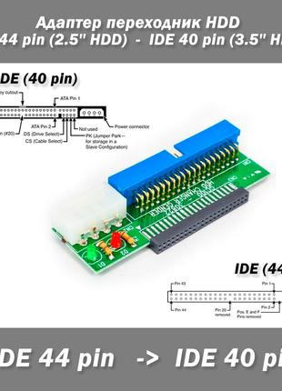 HX-IDE-K адаптер IDE (44 pin) 2.5' HDD - IDE (40 pin) 3.5' HDD...