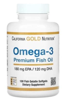 1, Омега-3 California Gold Nutrition рыбий жир премиального ка...