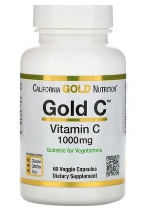 1, Витамин C California Gold Nutrition Gold C 1000 мг 60 капсул