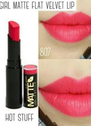 Матова коралова помада l.a.girl flat velvet matte lipstick, ві...