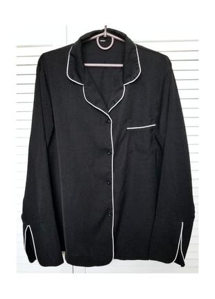 Базовая рубашка оверсайз черная рубашка в пижамном стиле