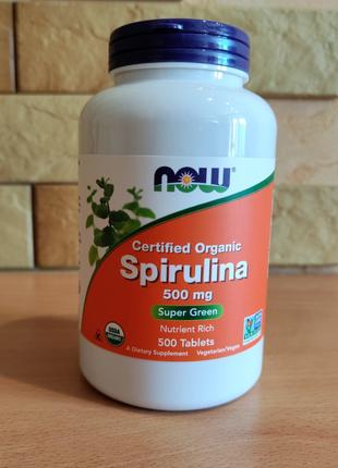 Now Foods,сертифицированная органическая спирулина,500 мг, 500шт