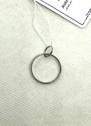 Новая родированая серебряная подвеска кольцо серебро 925 пробы