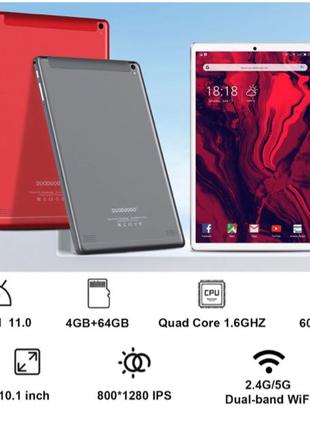 Планшет Duoduogo T30 5G WiFi Android 11, 4/64GB, 6000mAh, Grey