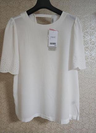 Блуза блузка біла віскоза рішельє вишивка бренд next,р.10