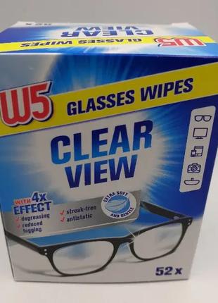 Вологі одноразові серветки W5 для протирання окулярів, лінз, о...
