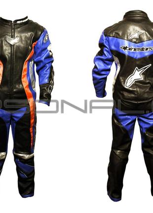 Комбинезон кожзам (size:L, черно-синий) ALPINESTARS