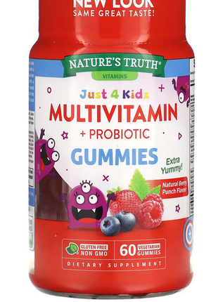 Жевательные мультивитамины с пробиотиком для детей от nature's...