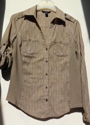 Кавова блузка сорочка з бавовни і трикотажу