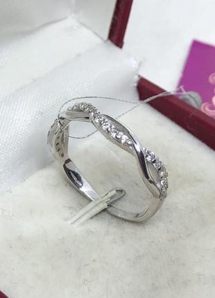 Новое родированое серебряное кольцо фианиты серебро 925 пробы