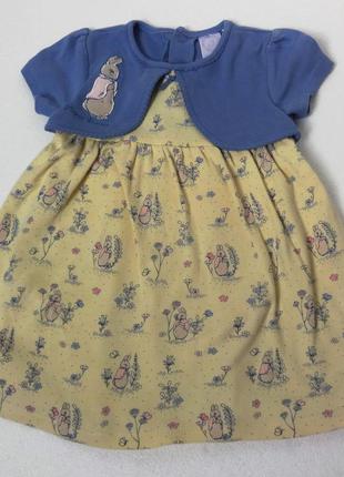 Peter rabbit. трикотажное платье бодик. 12-18 месяцев.