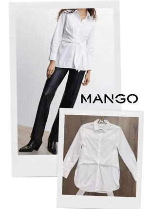 Стильна базова біла сорочка mango із зав'язками на талії блуза...