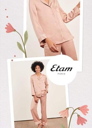 Невероятный сатиновый комплект etam в пижамном стиле брюки брю...